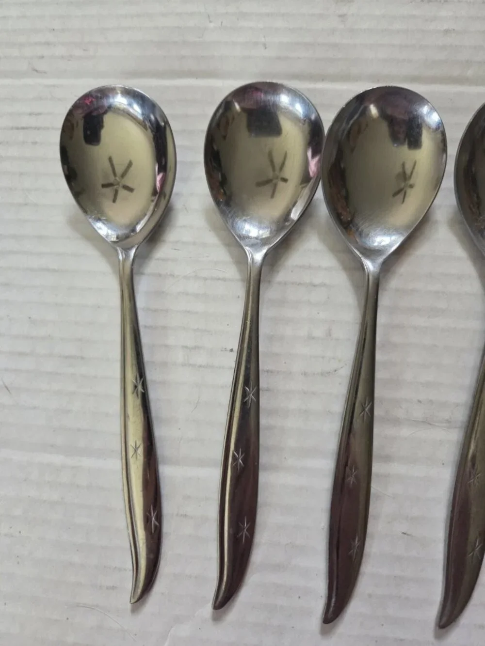 STARETTE Stainless Set of 6 Soup Spoons 7-1/4” Japan Atomic MCM